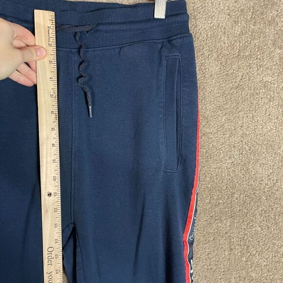 Jack & Jones Joggers Mens Small Navy Blue Skinny Fit Slogan Leg Tape Sweatpants - Picture 6 of 10